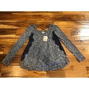 Belle Du Jour Soft Denim Blue Long Sleeve Blouse NWT Medium